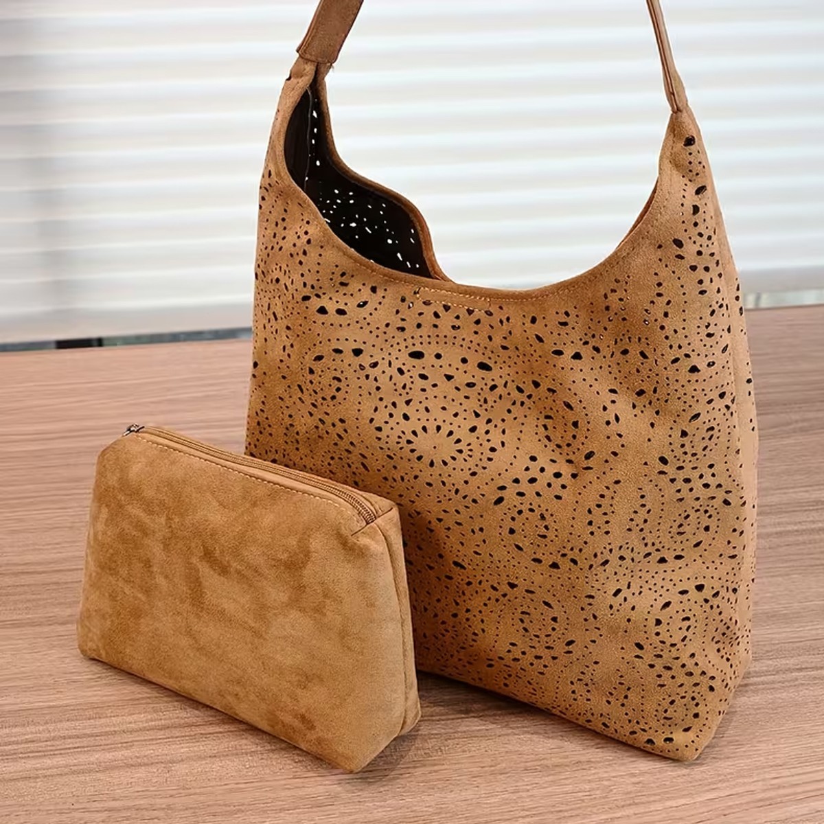 2pcs Tote Handbag Set – Large Capacity Foldable Shoulder Bag with Matching Purse