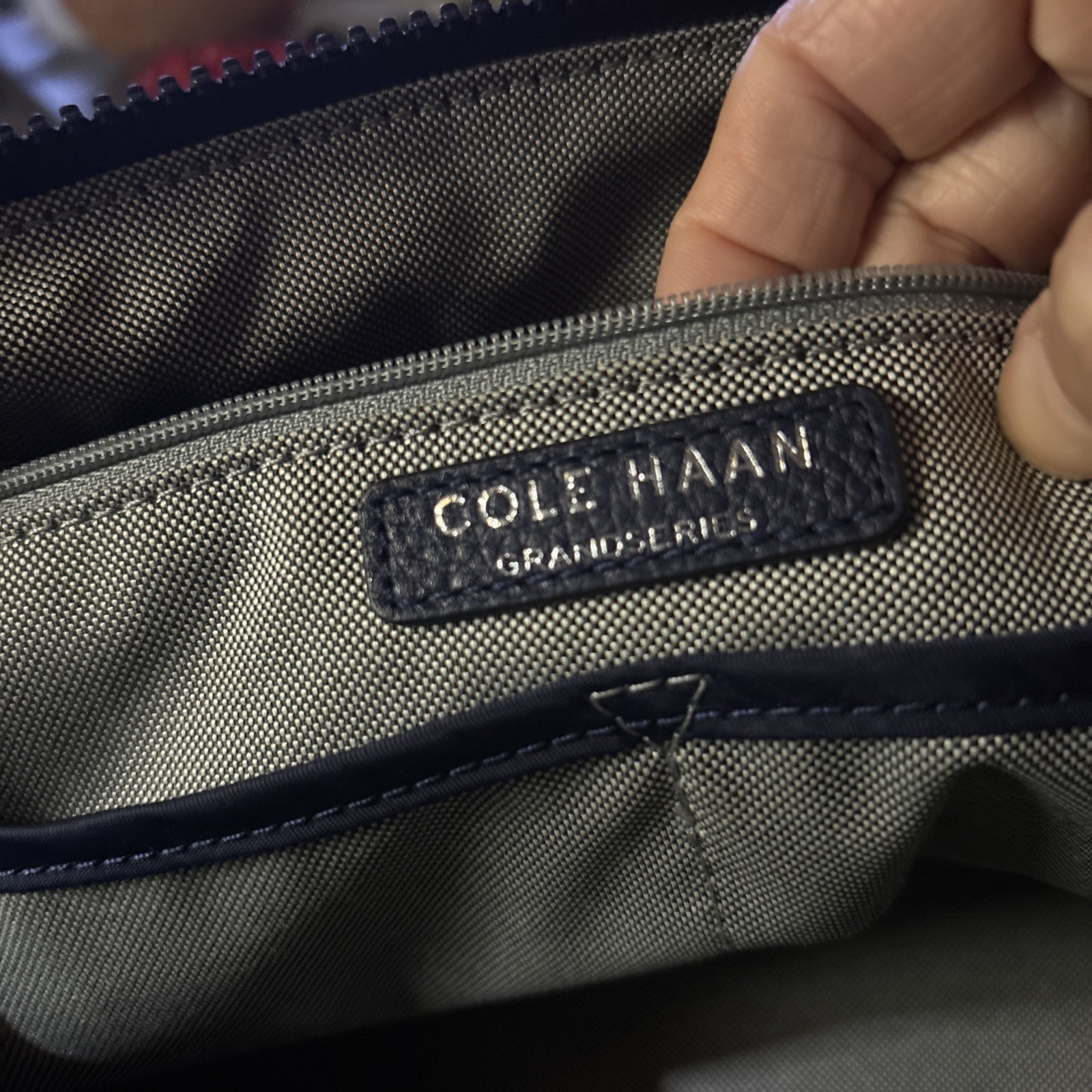 Cole Haan Grandseries Handbag Leather Nylon Navy/ Turquoise13.39×7.87×5.7