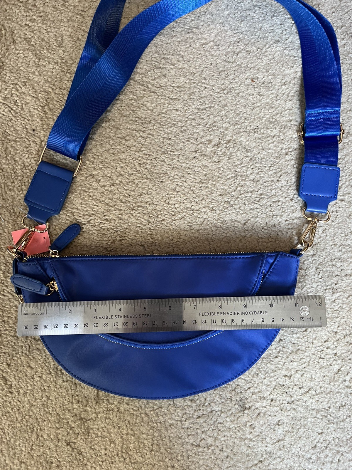 Chico’s Crossbody Bag Belt Bag- Bright Blue – NEW Half Moon Nylon
