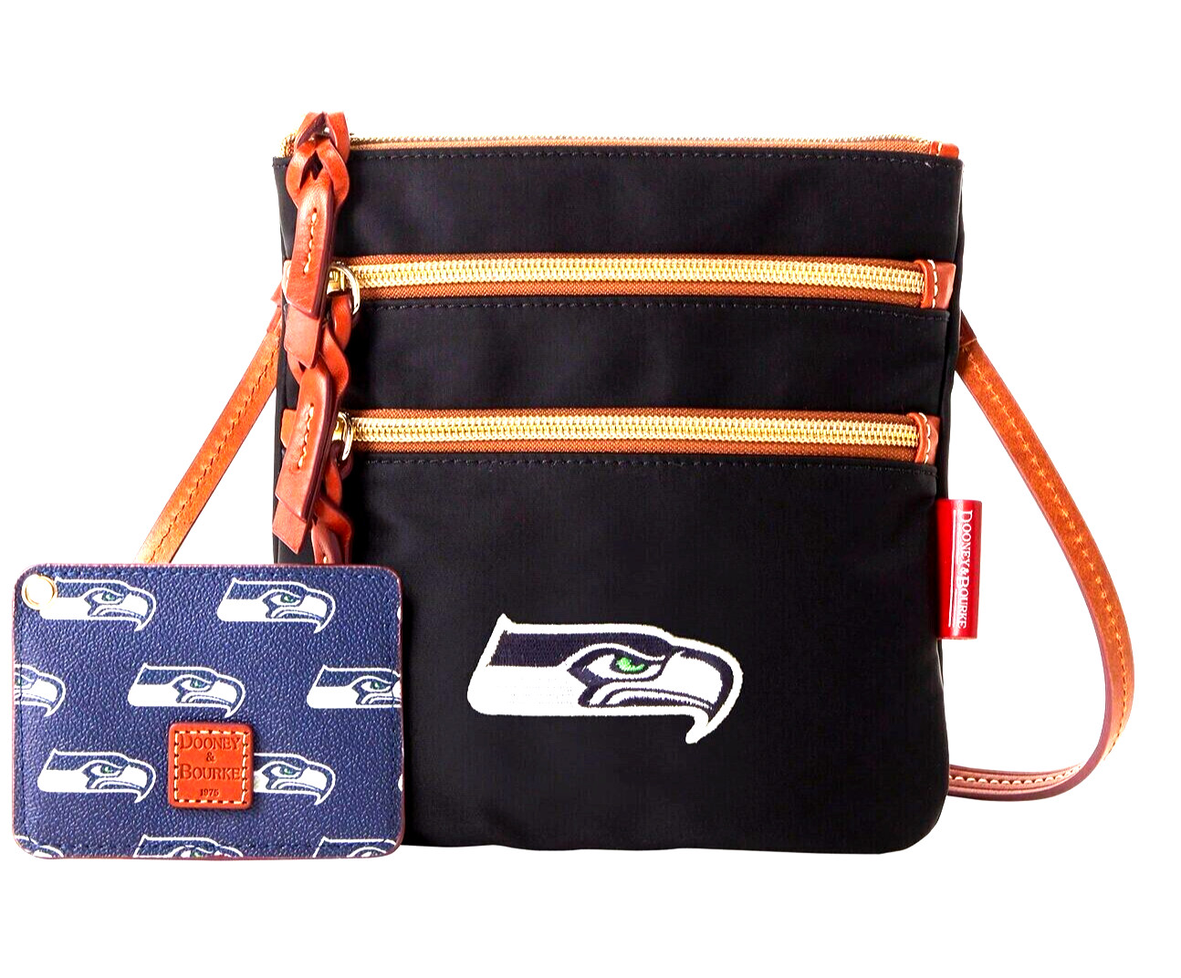 Dooney & Bourke NFL Seattle Seahawks Triple Zip W/ ID holder Pouch NEW🎀NWT🎁NIP