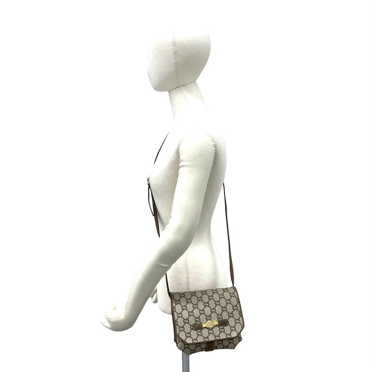 Gucci Brown Leather PVC Shoulder Bag 6.5in x 17.5in x 6.5in