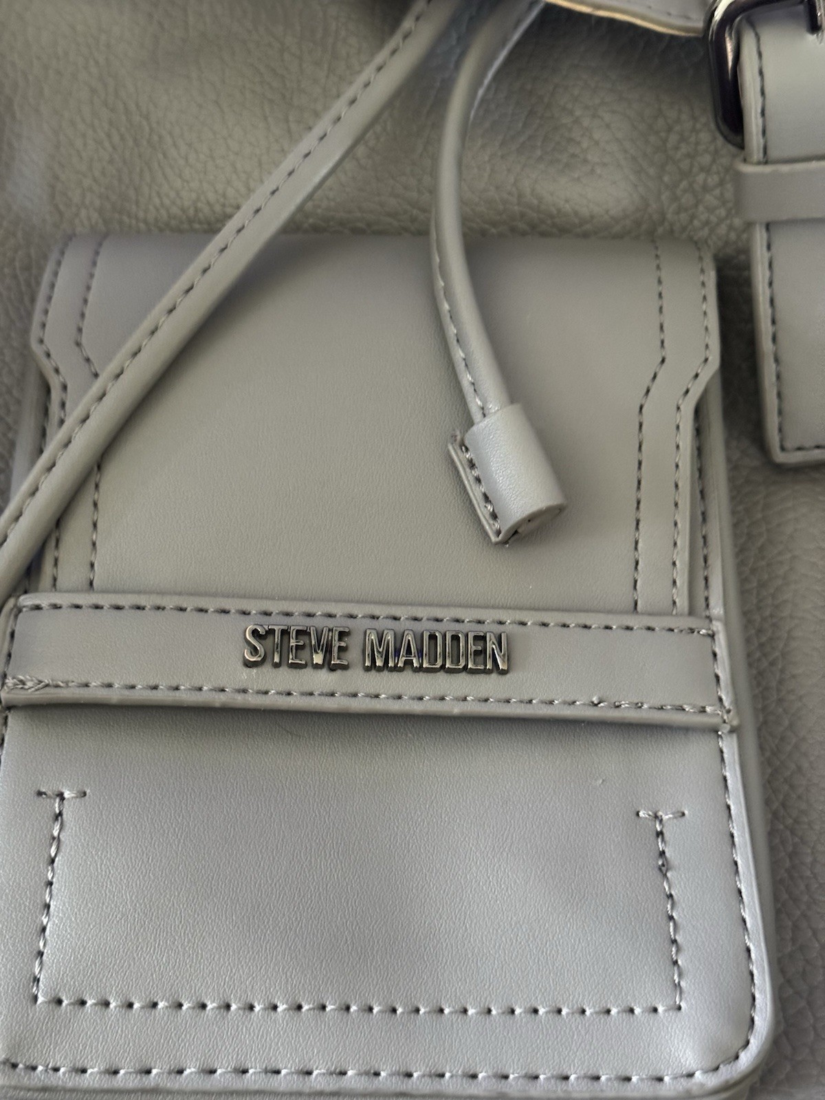 Steve Madden Leather Backpack Gray Large 15 X 14 Inches