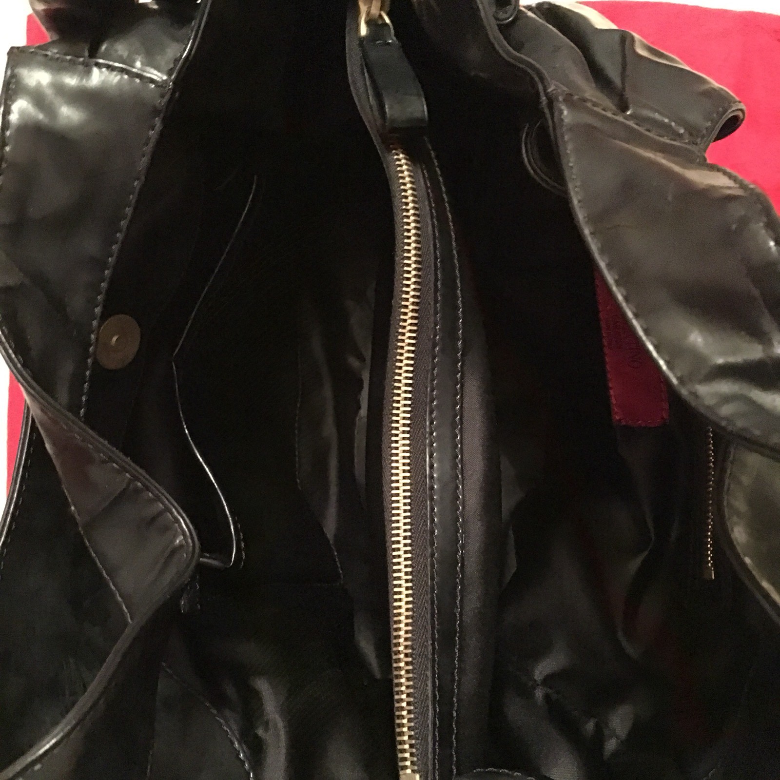 $995 Valentino Garavani Nuage Lacca Bow Black Patent Leather Hobo Tote Purse