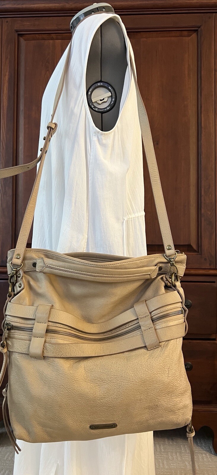 Learher Bag Hobo Joelle Hawkens Shoulder Tan Sand Large Foldover Victory Satchel