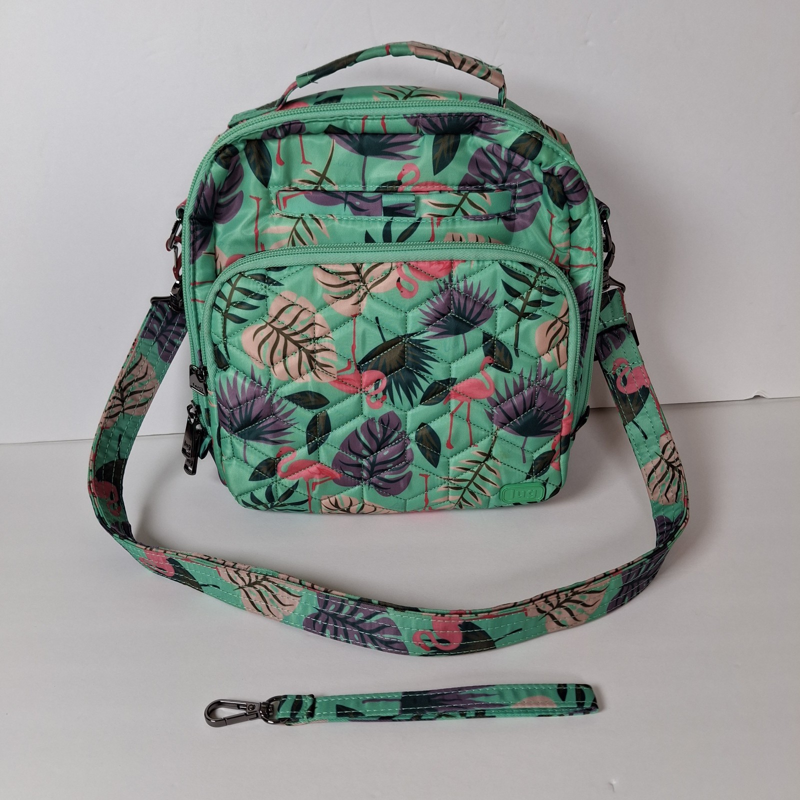 Lug Ranger Crossbody Bag Purse Quilted Teal Green Flamingo Travel