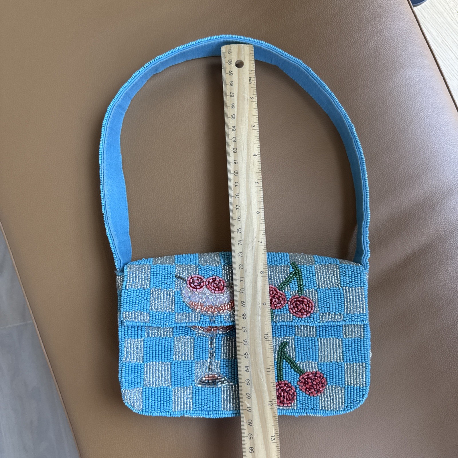 Anthropologie Fiona Beaded Bag Drink Edition Cherry Cosmo Embellished Purse