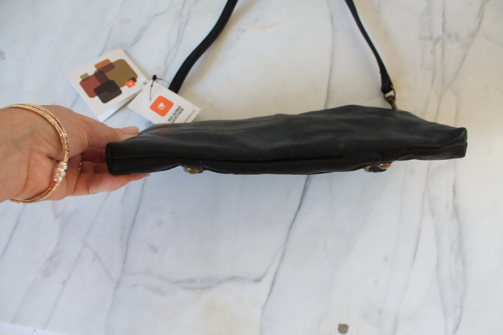 Wilsons Leather “Chain Attraction Pebble Leather Black Purse NWT