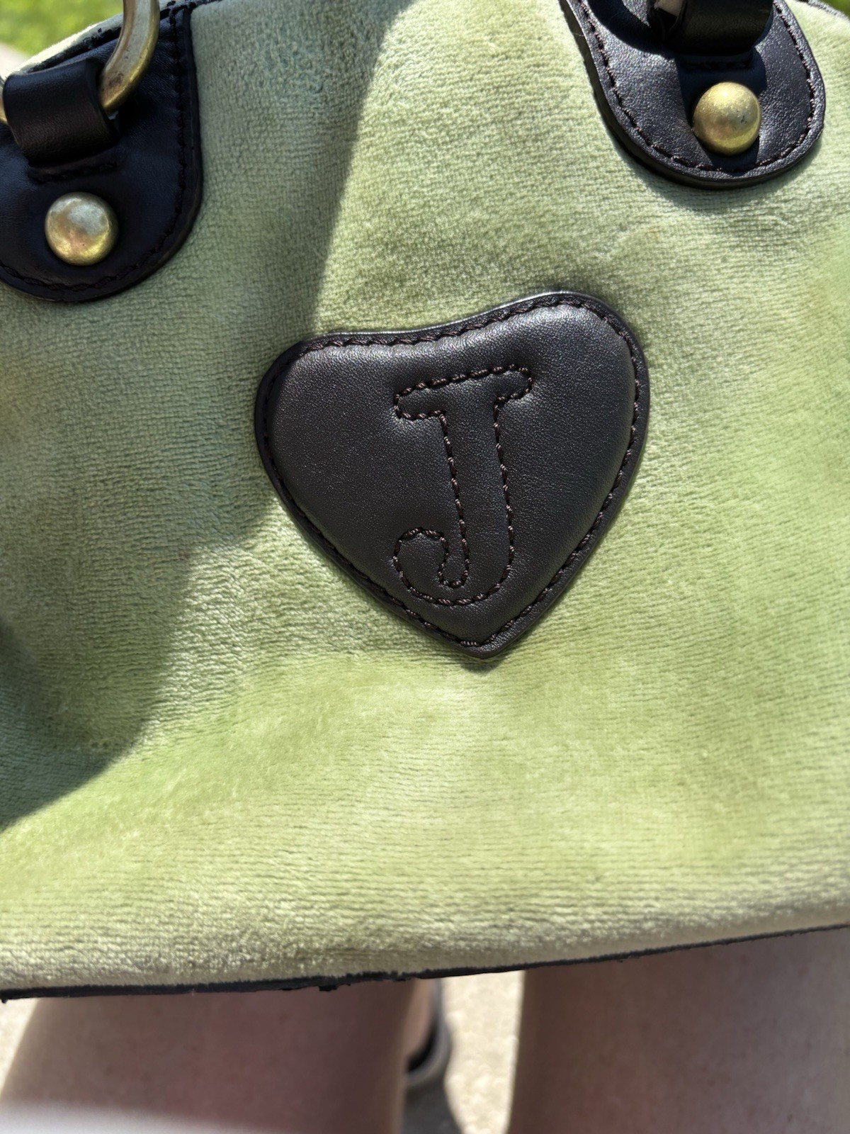 Vintage Juicy Couture Royal Juicy Bowler Green & Brown Satchel Bag Purse Y2K
