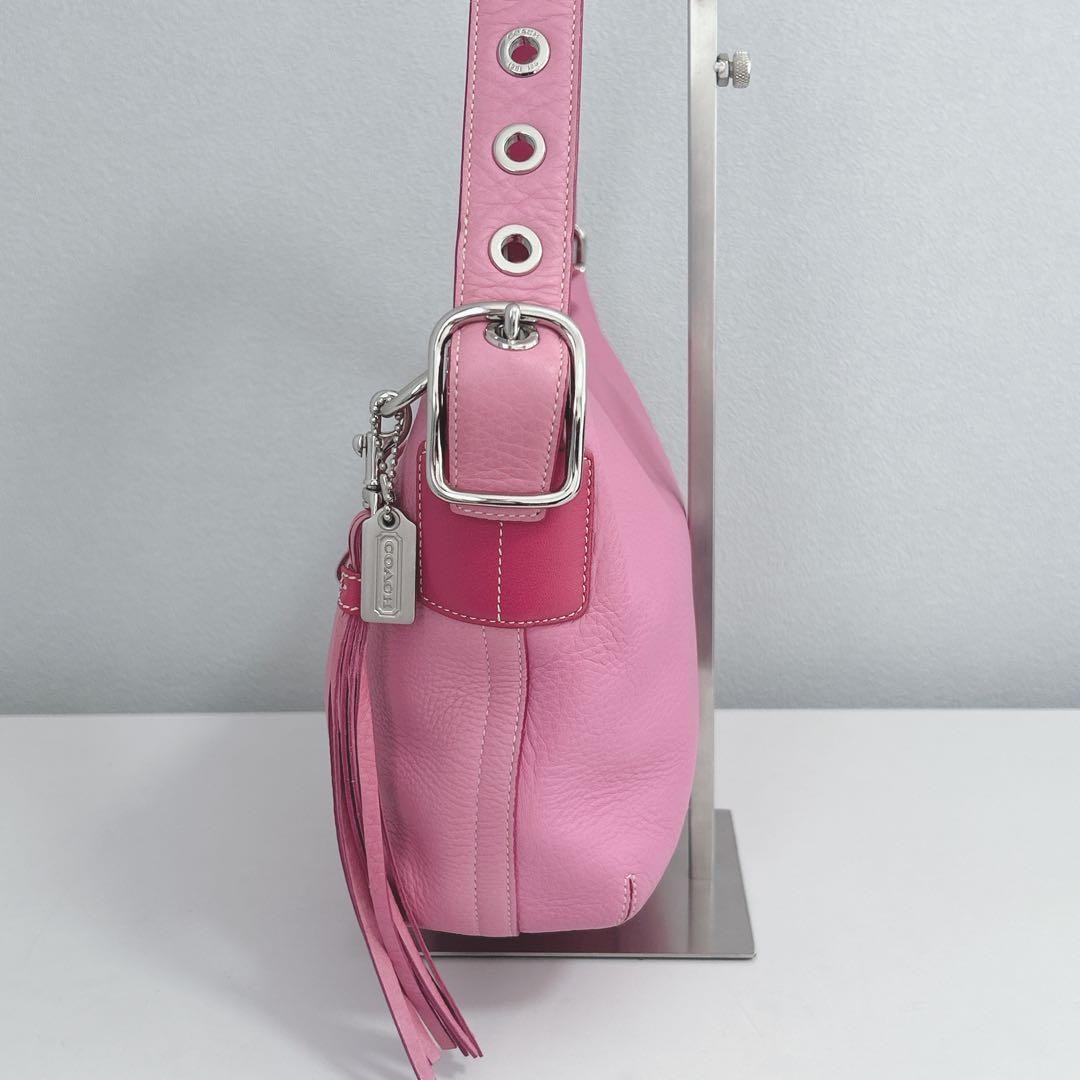 Rare Color Excellent Condition COACH One Shoulder Bag Shoulder Carry Leather Pin