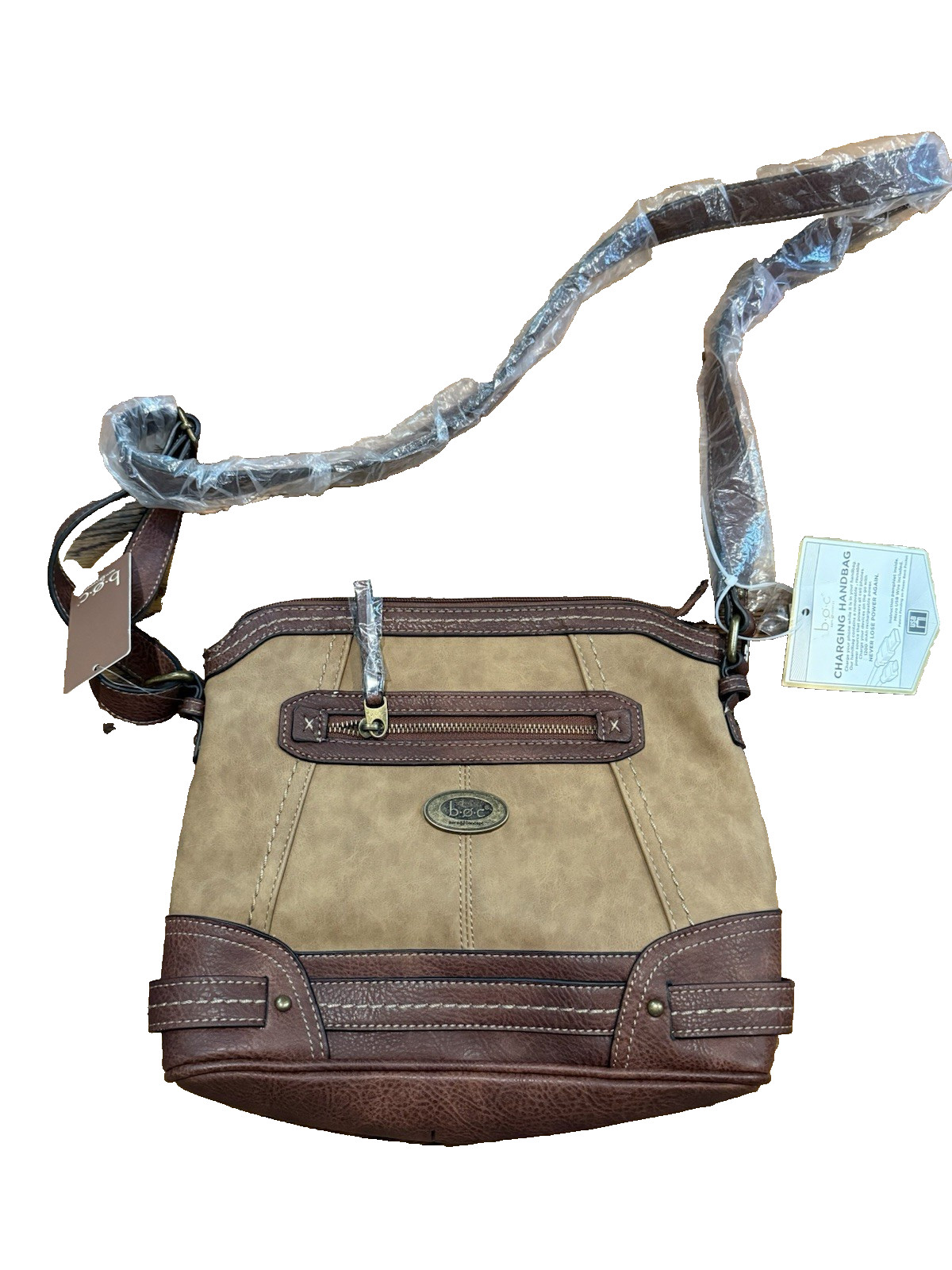 B.O.C. tan/brown suede charging handbag shoulder bag purse NWT