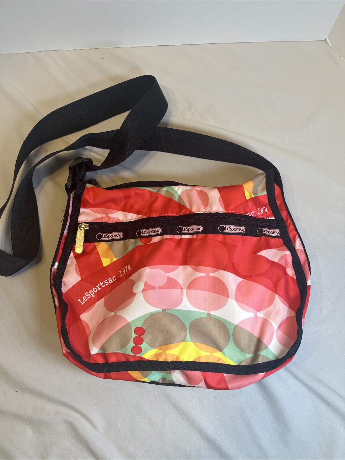 LeSportsac Travel Colorful Groovy Print Crossbody Shoulder Bag Purse 11×8.5 Inch