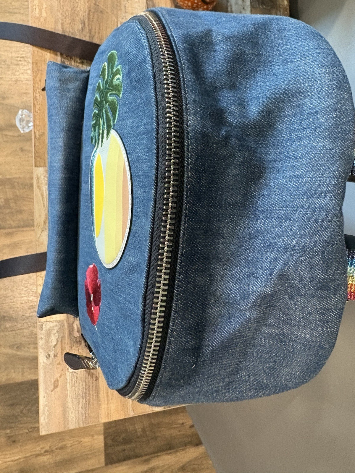 Coach Blue Zip Backpack w/ Pouch, Embroidered Logo, Lined Inner/Outer PocketsNWT