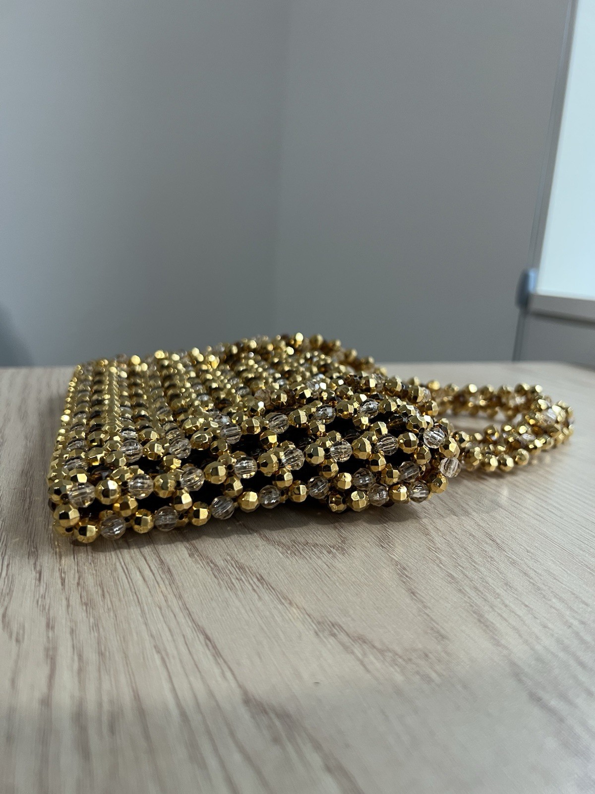Samantha Heskia Gold Beaded Clutch Bag