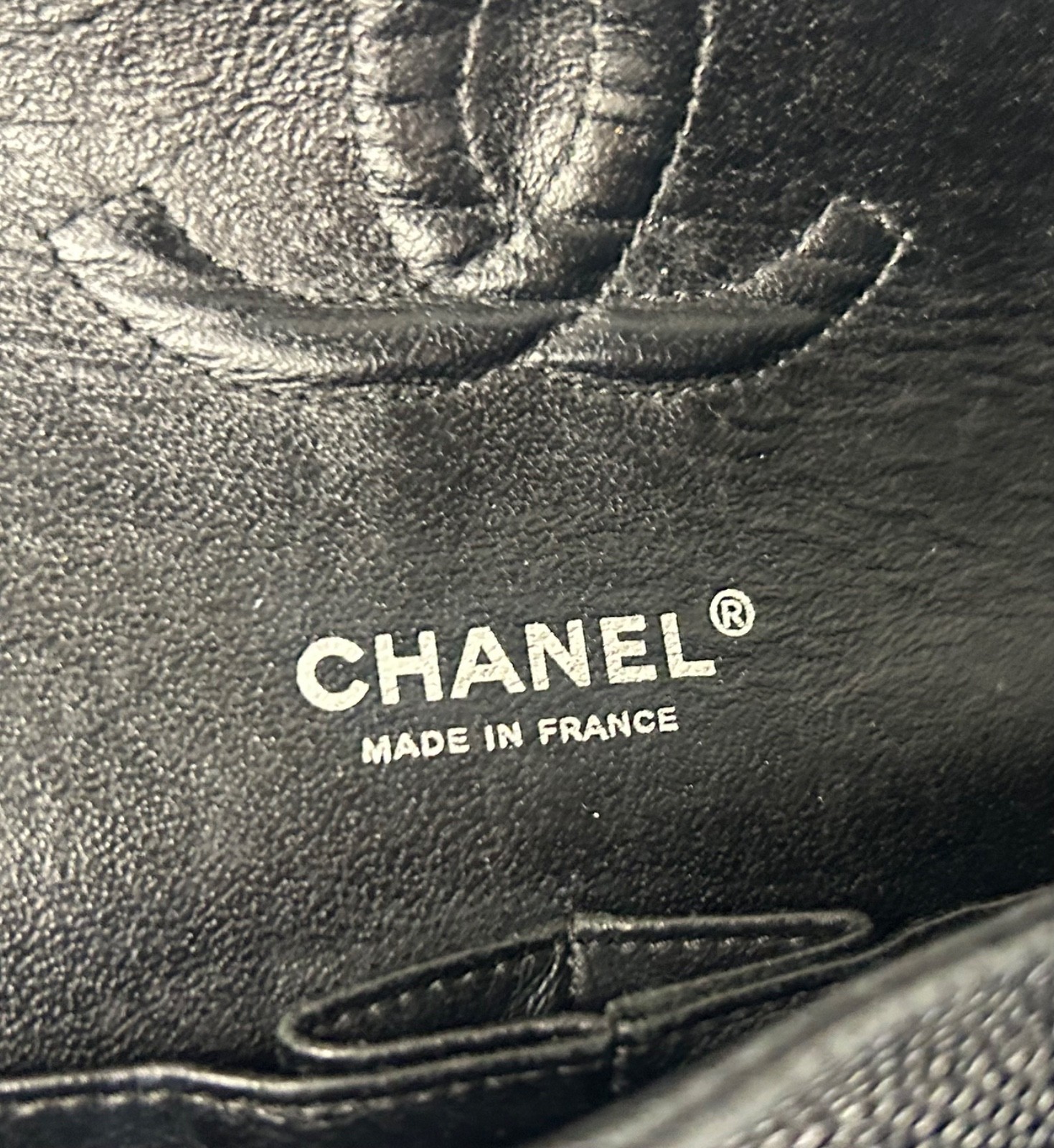 CHANEL Medium Classic Double Flap Caviar Leather Quilted Handbag Black