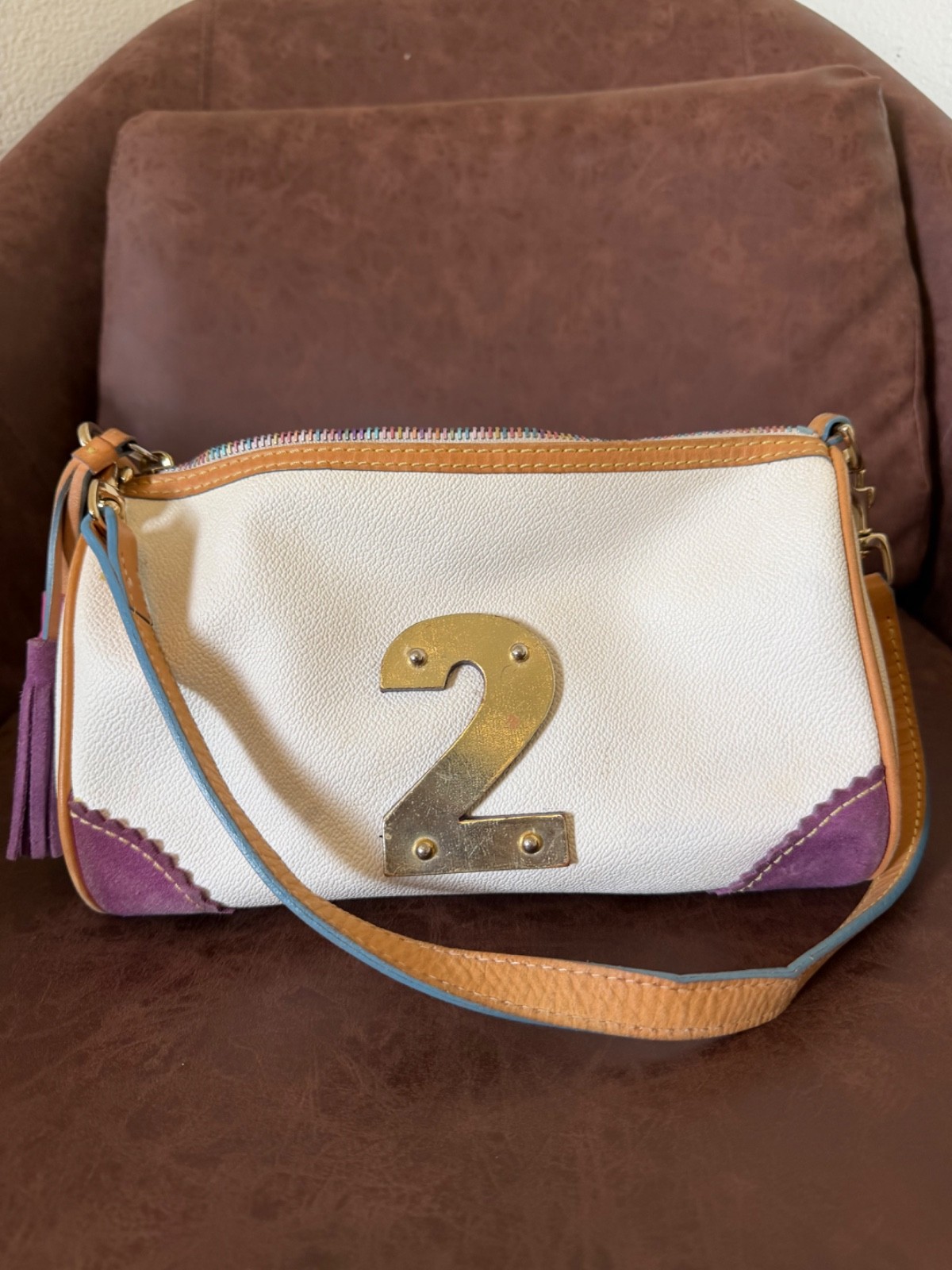 Vtg Dooney and Bourke Lindsay Lohan Barrel Bag Colorful Alphabet Satchel Y2K #2