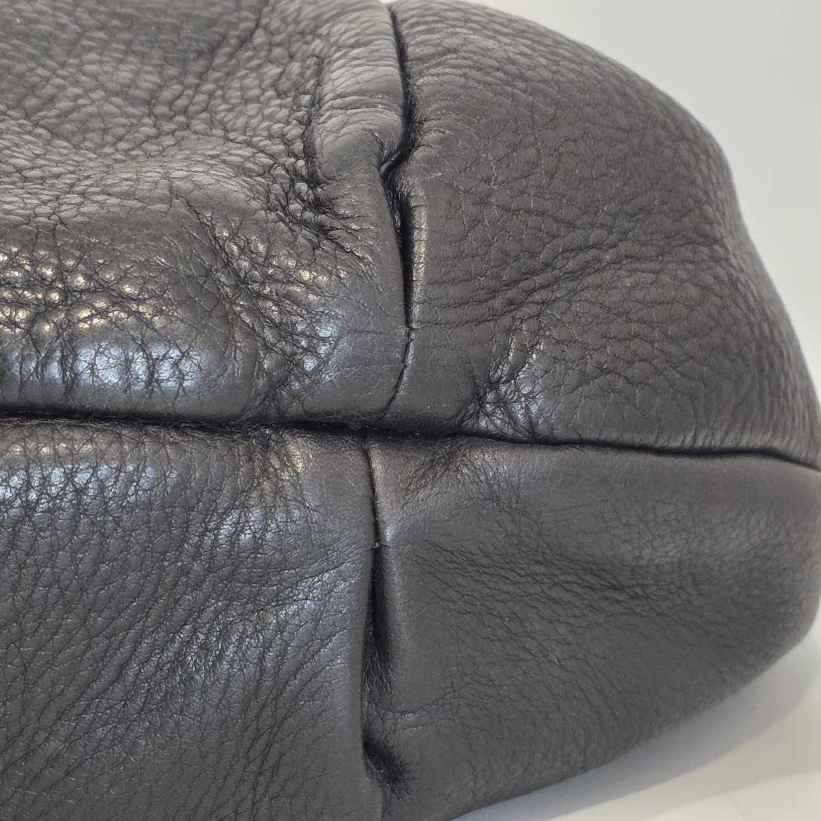 Furla Black Pebbled Leather Ruched Hobo Shoulder Bag Made in Italy Chain Accent