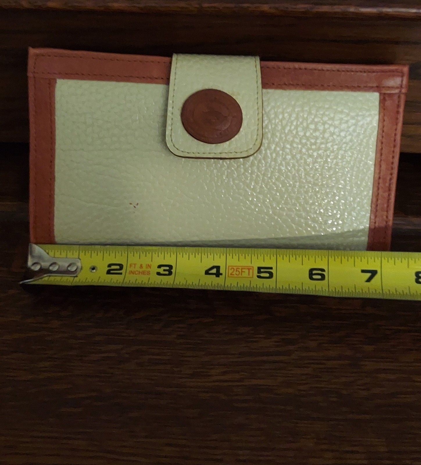 Dooney & Bourke Tan Pebbled Leather Wallet Purse Check Book Cards Coins