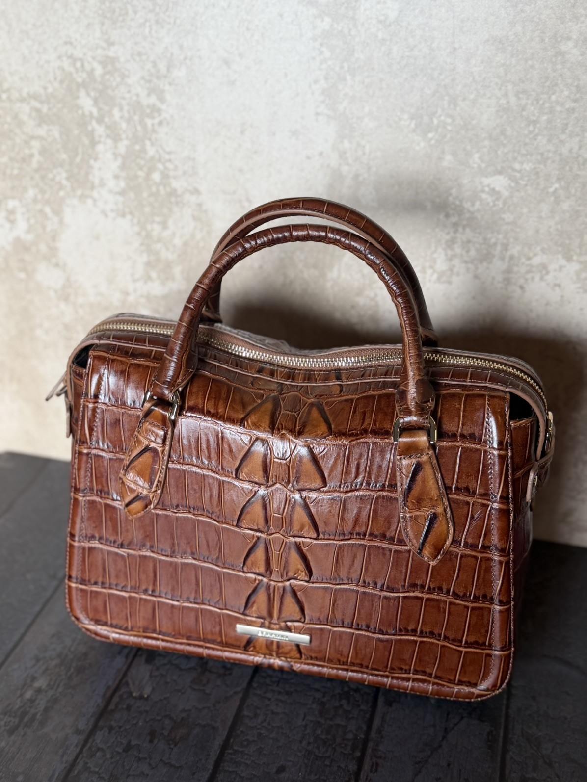 BRAHMIN Micaela Satchel Leather CHESTNUT MARANA $385