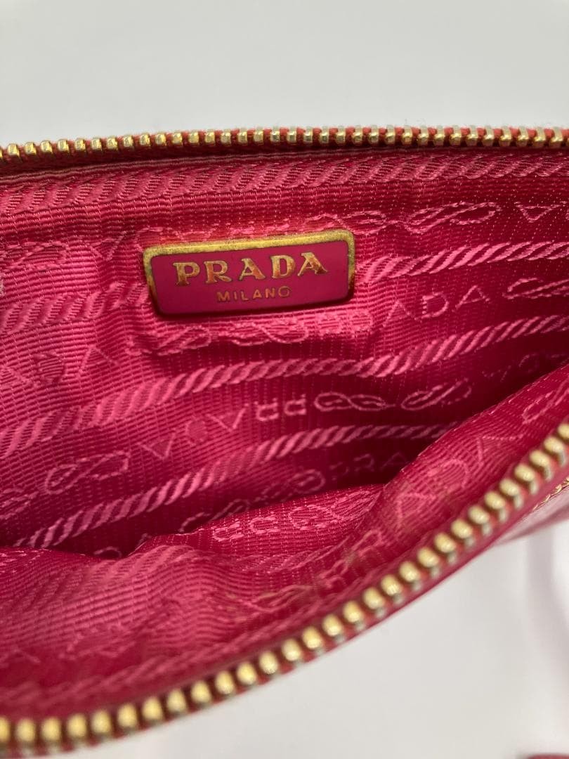 PRADA Leather Mini Shoulder Bag Pink 2WAY Gold Hardware 11cm x 21cm Authentic