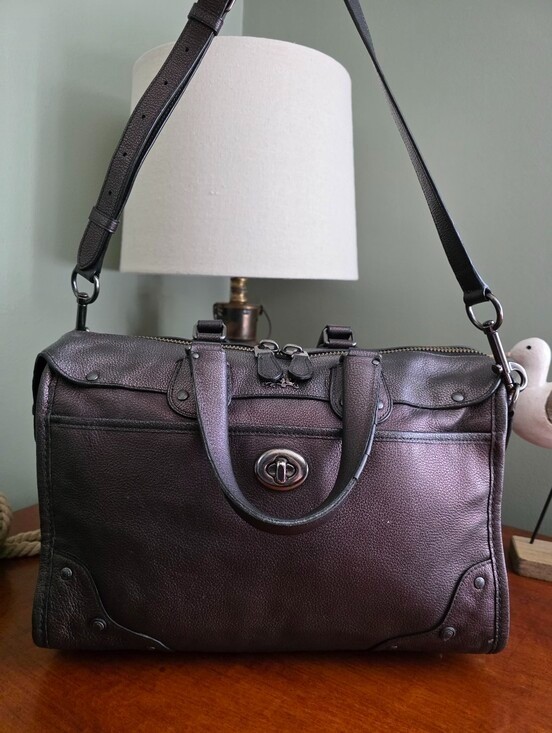 Coach Rhyder 33739 Metallic Two Tone Oxblood Leather Satchel Crossbody Bag Y2K