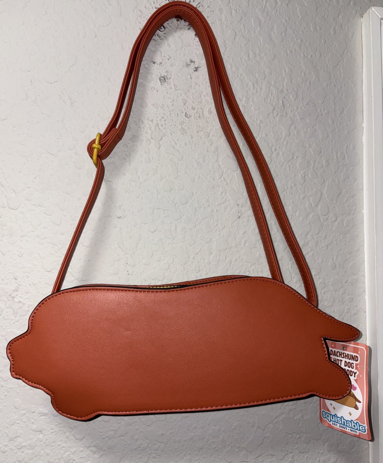 NEW-Squishable Dachshund Hot Dog Crossbody Bag With Tags
