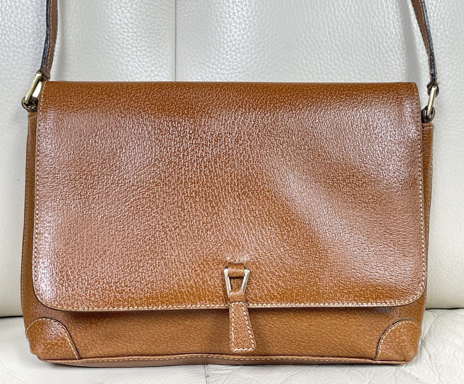 Cristian Italian Leather Shoulder Bag Purse Handbag Women’s Tan/Brown Career EUC