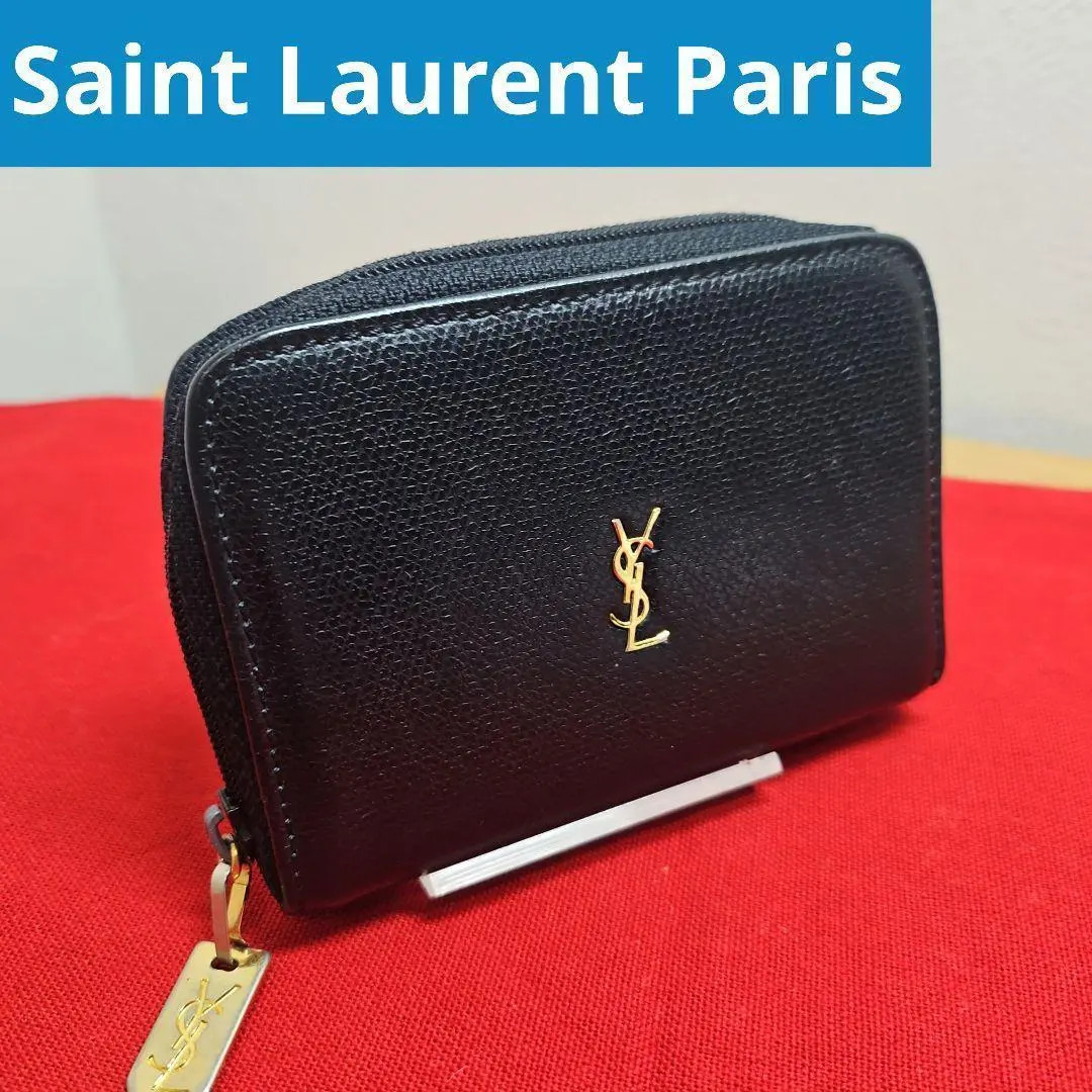Saint Laurent Cassandra Leather Coin Case Black Authentic Excellent Condition JP