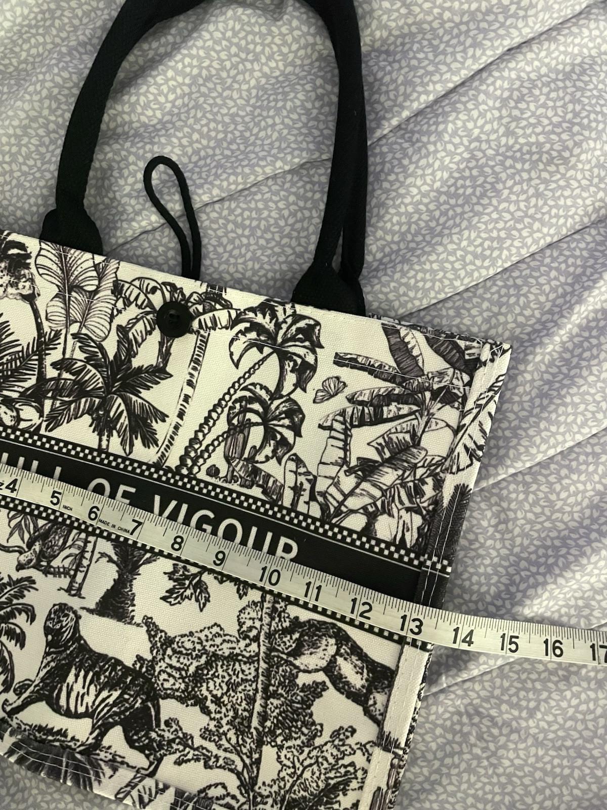 Black Jungle Top Handle Canvas Tote Bag Rainforest Cute Books Full of Vigour NEW