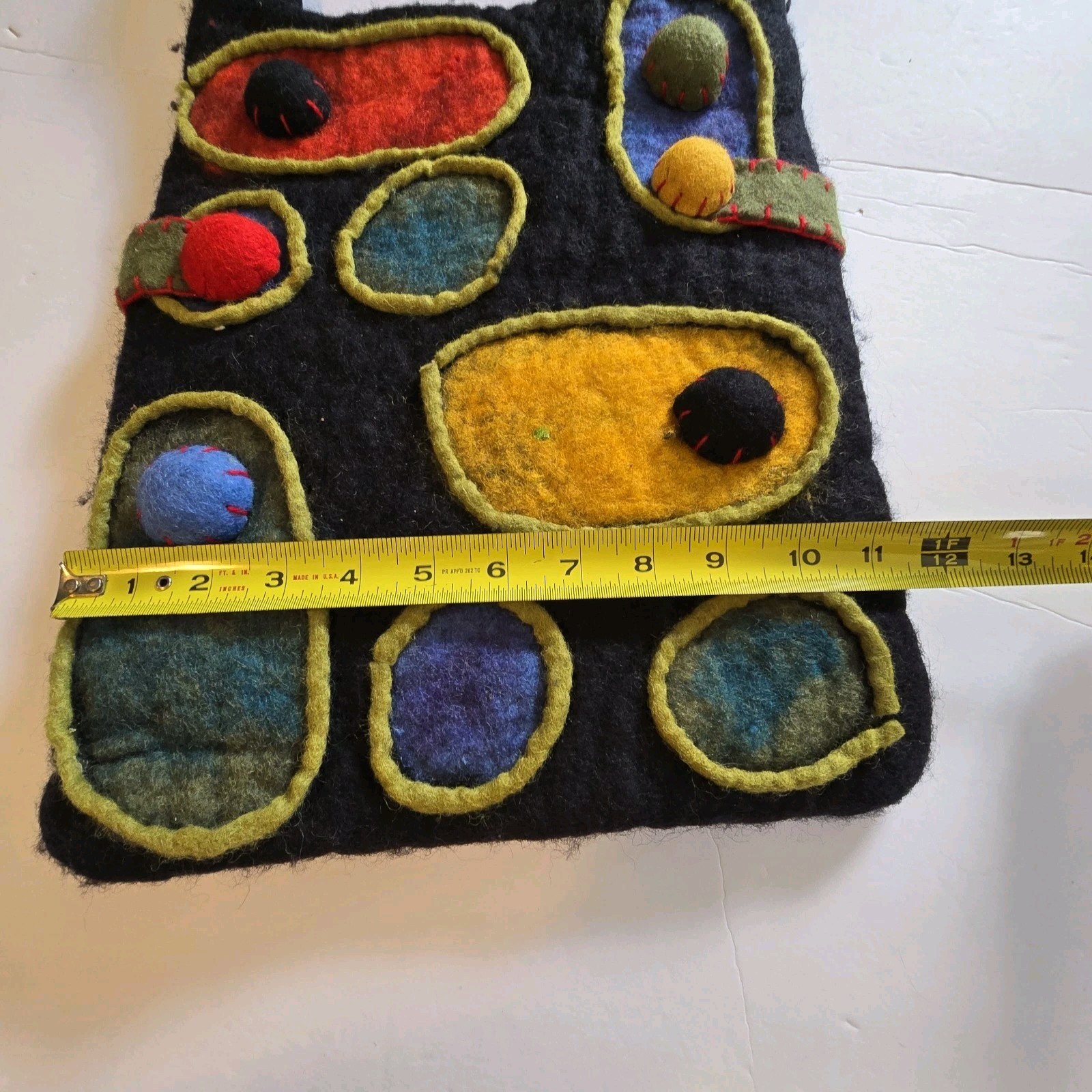 Anthropologie Rising Tide Felt Wool Handbag Applique Artsy Nepal Funky Colorful