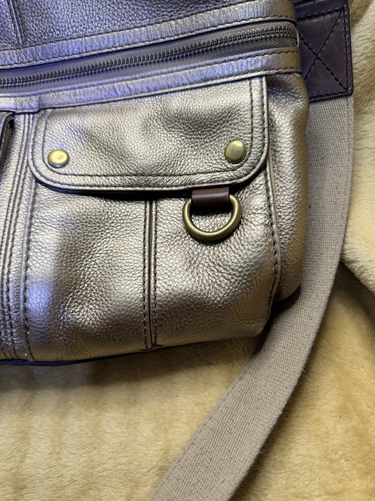 Fossil Morgan Crossbody Bag Purse Metallic Bronze Gold