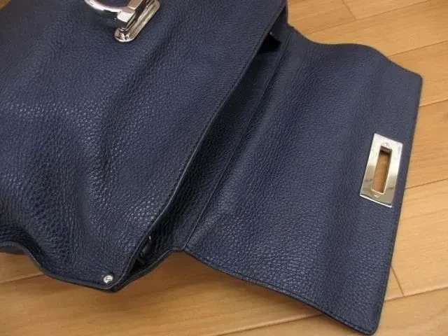 SALVATORE FERRAGAMO 21A896 Sophia 2Way Shoulder Bag Leather Dark Navy Excellent