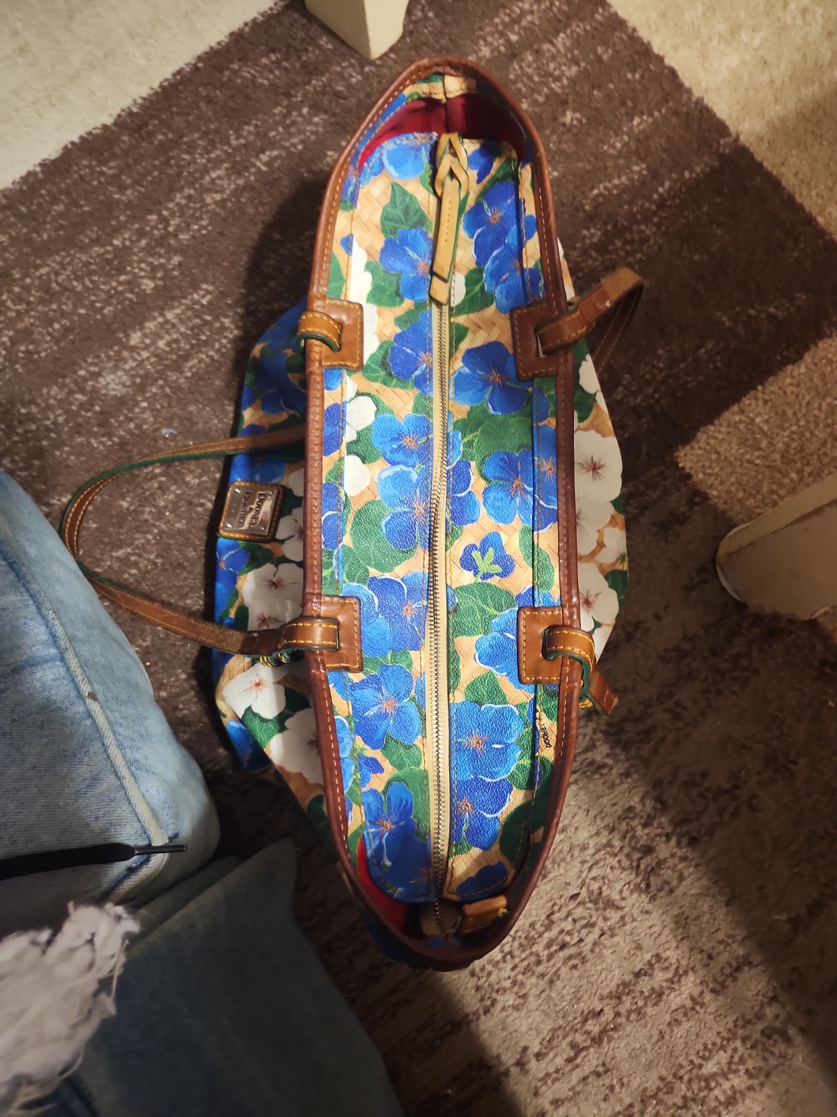 Dooney & Bourke Blue And White Floral Shoulder Bag