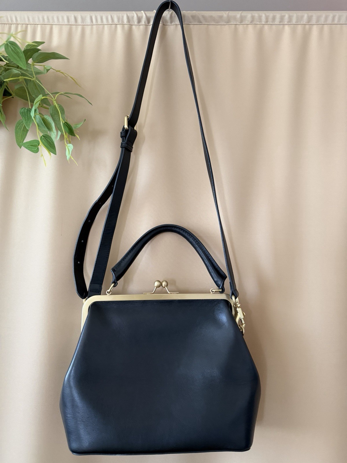 Jemma JOJO black leather brass hardware handbag