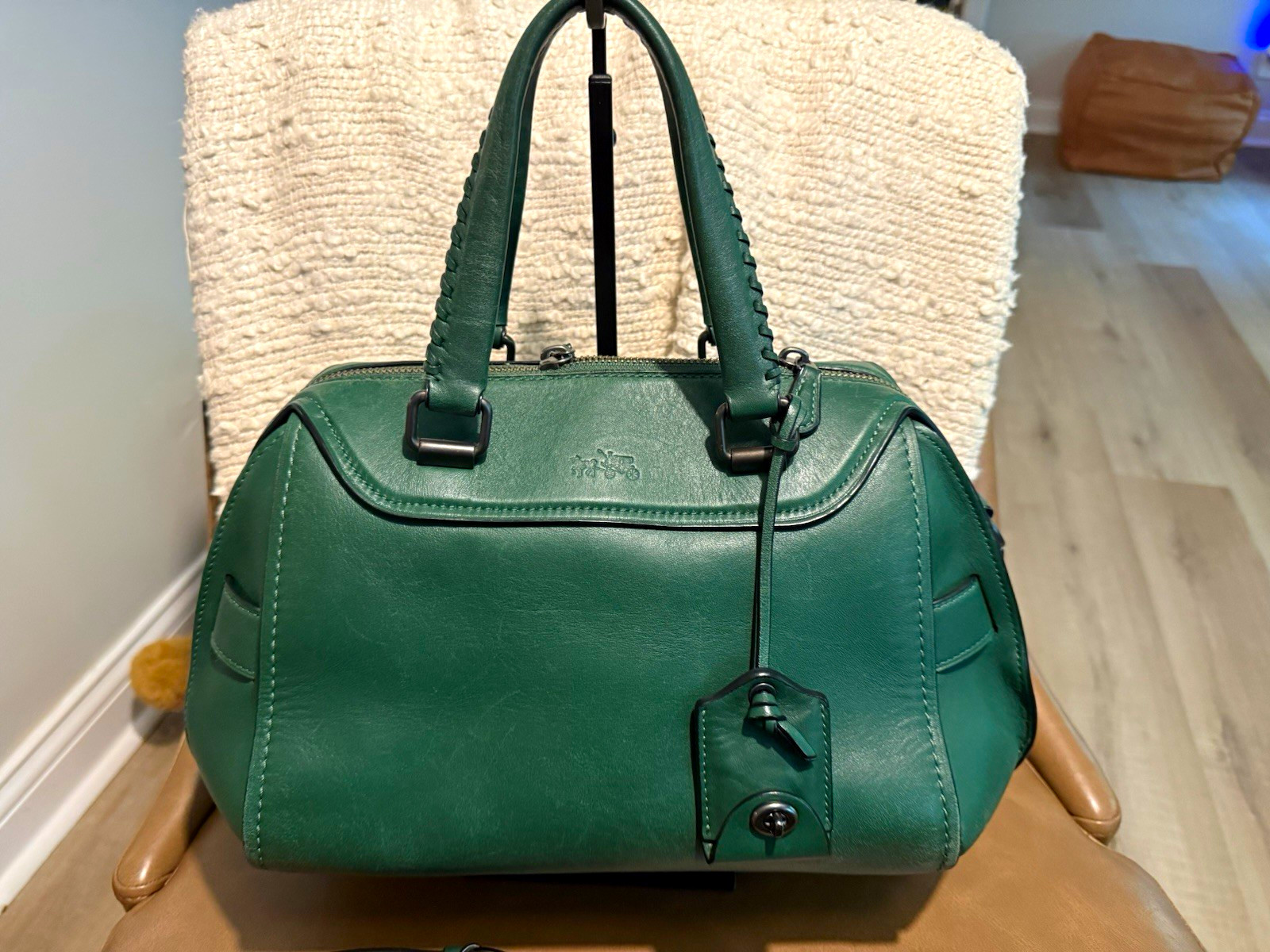 RARE Coach ACE Racing Green Detachable Strap Gunmetal