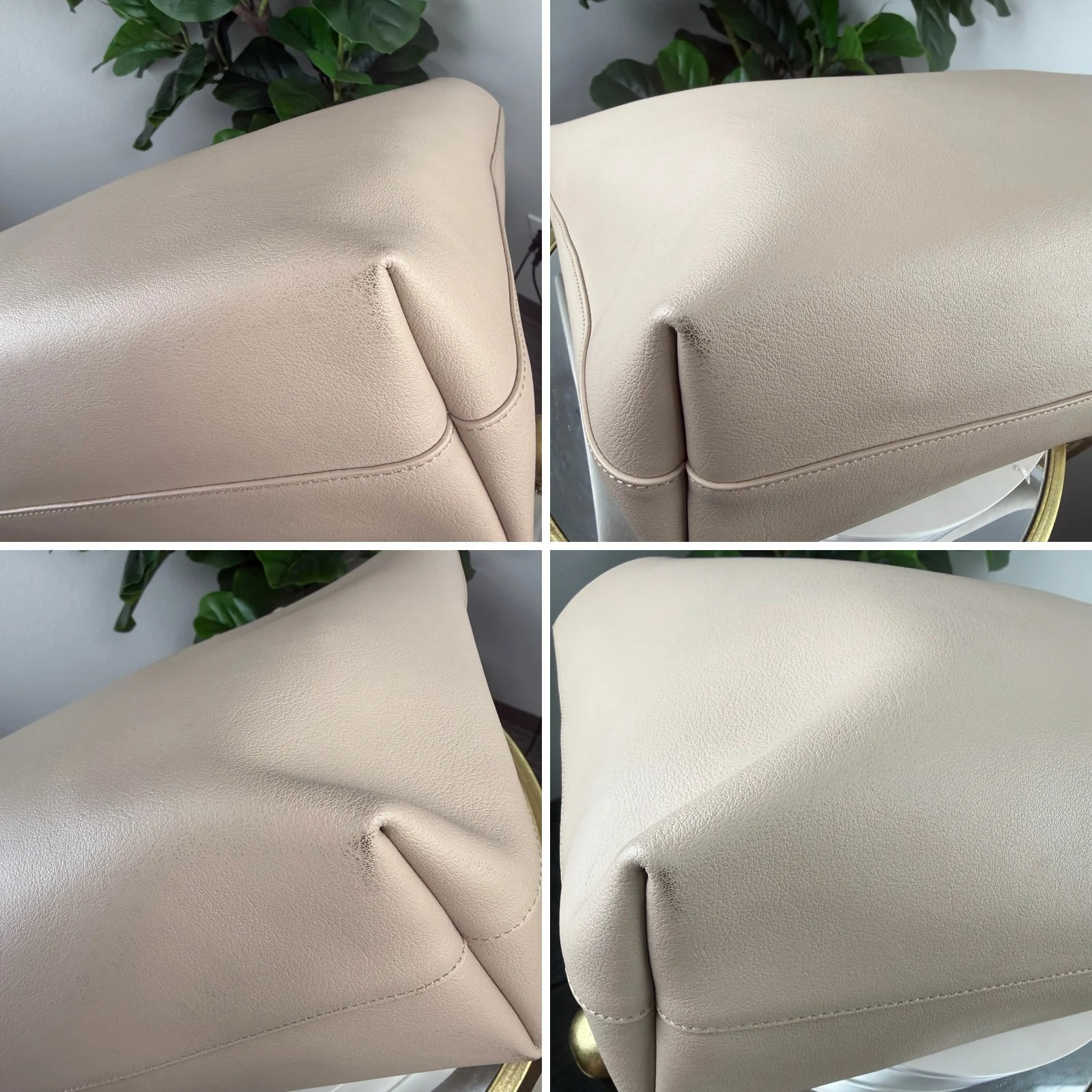 Authentic Saint Laurent Shopping Tote Beige Leather with Pouch