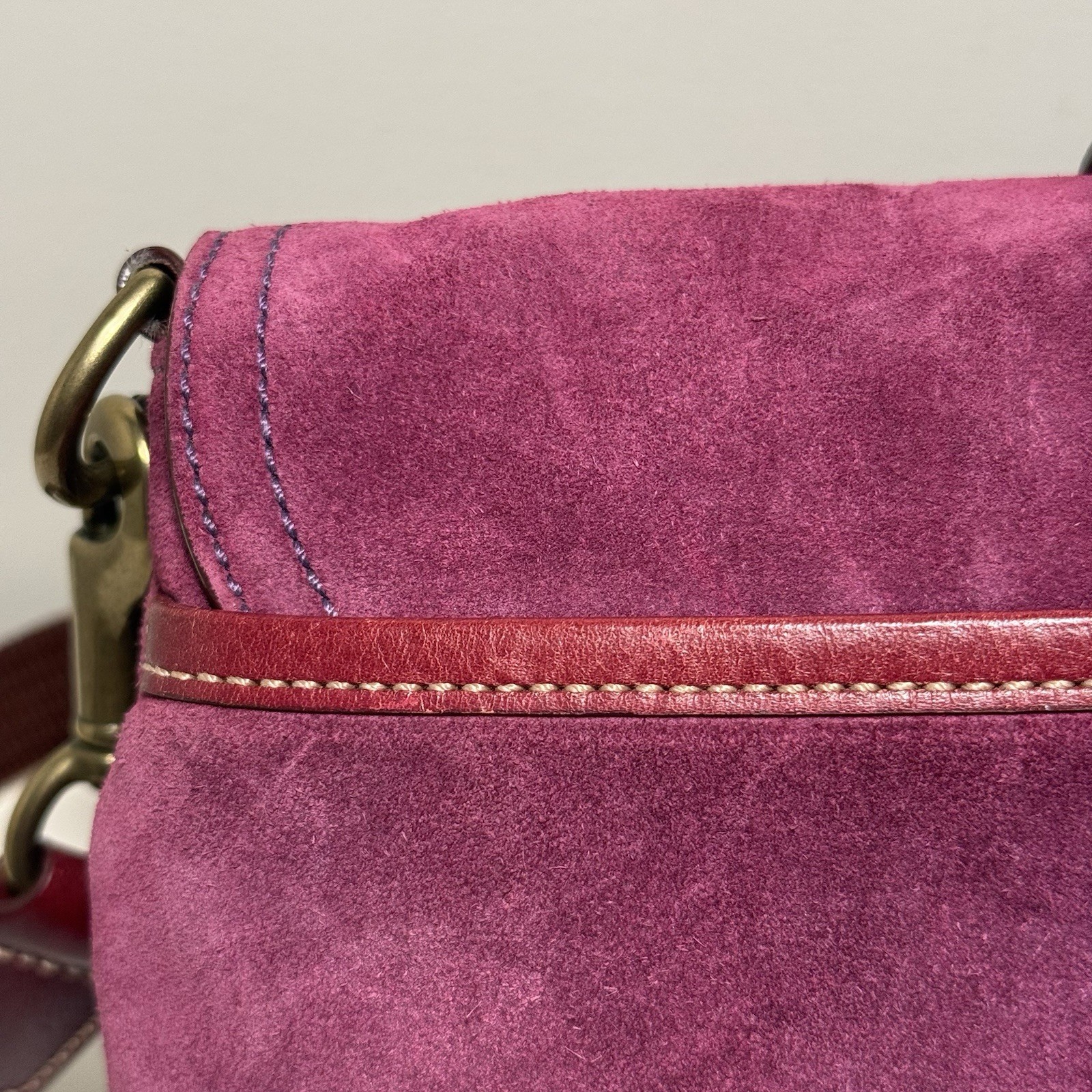 RARE Coach SoHo Shoulder Bag Purple Suede Vintage Buckle Bordeaux Flap Crossbody
