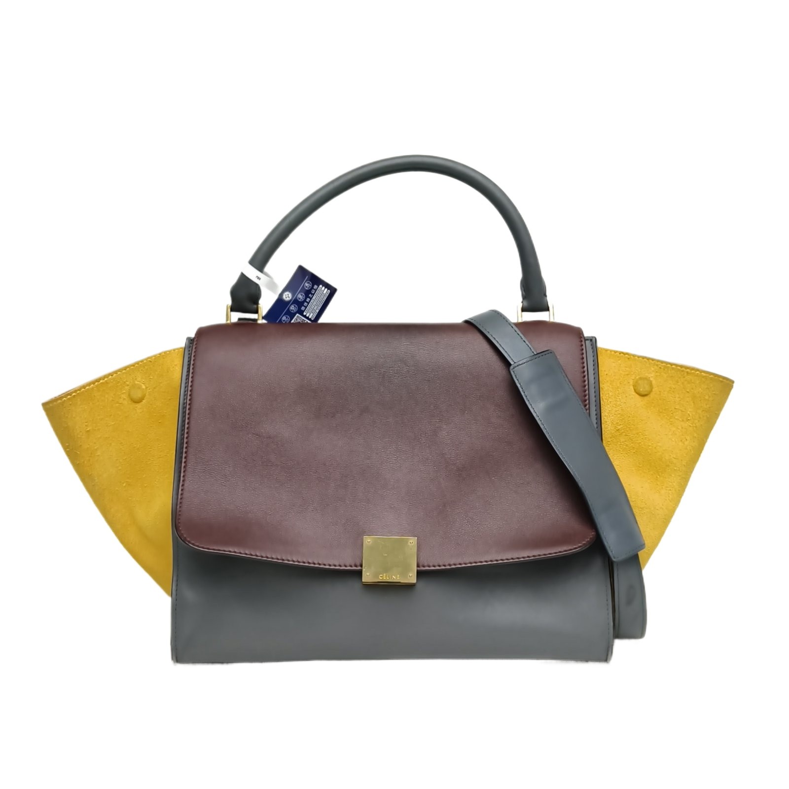 CELINE Trapeze Swing Bag Medium 30cm Colorblock Calfskin Shoulder Bag