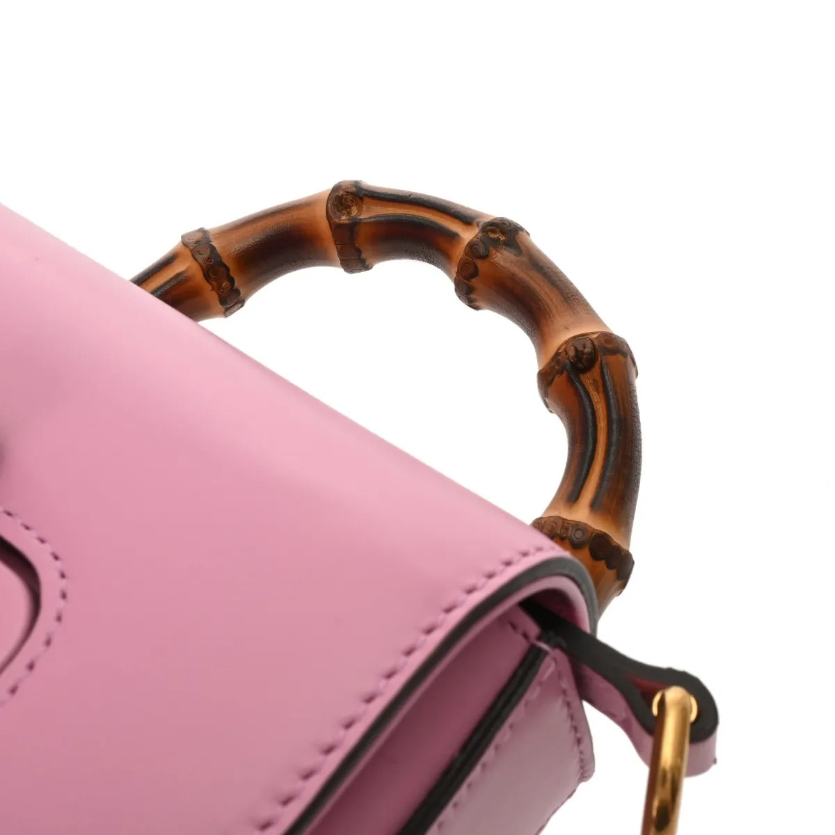Gucci Bamboo 702106.521 Handbag Leather Pink #WB2945