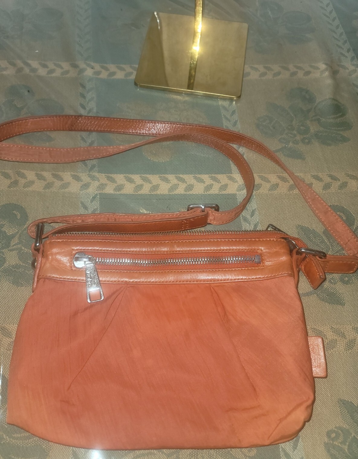 HOBO INTERNATIONAL Orange Nylon & Leather Small Crossbody Purse-see descriptions