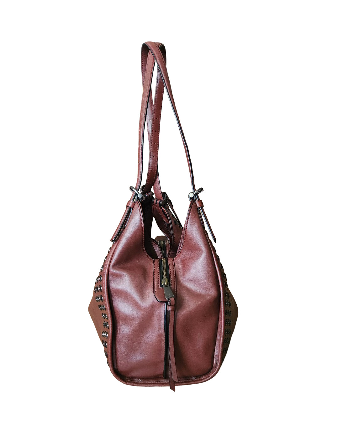 COACH MADISON CARLYLE LEATHER GROMMET SHOULDER BAG BRICK RED MAHOGANY #32401