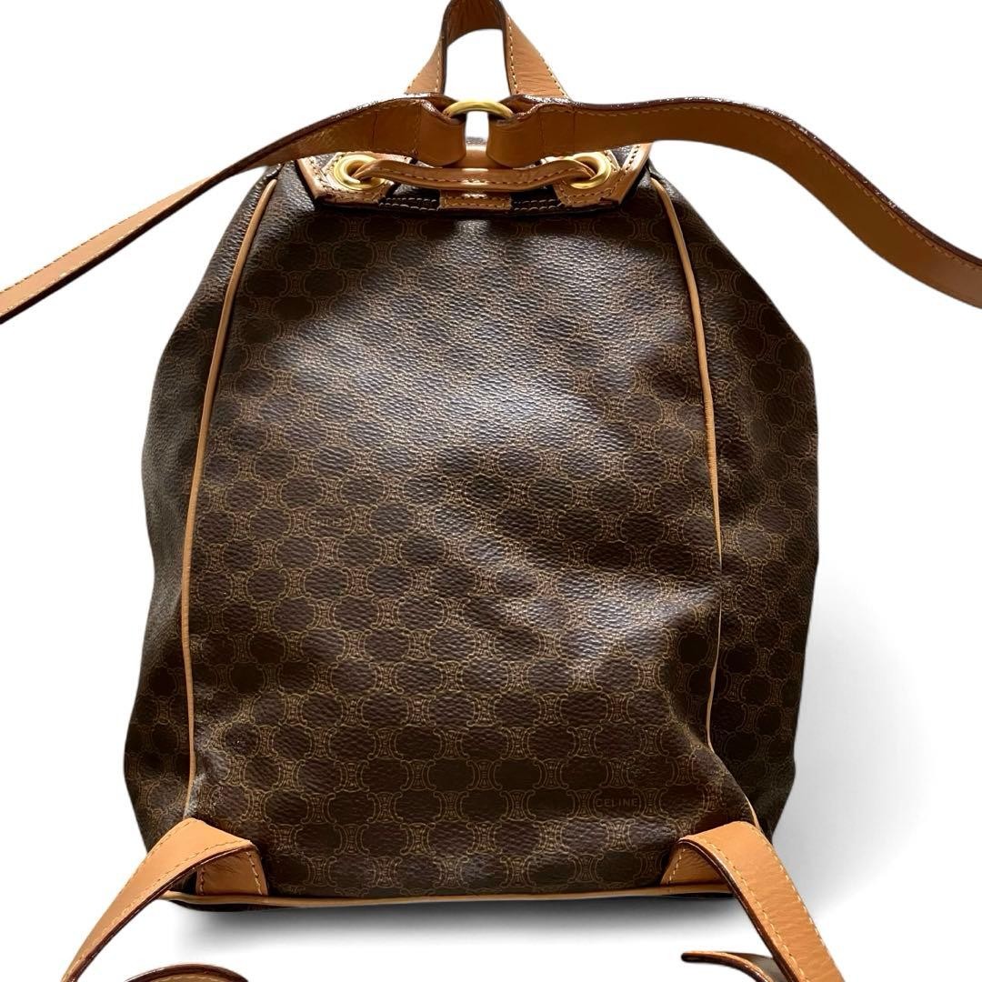 CELINE Gancini Macadam Brown PVC Leather Backpack Women Authentic Bag