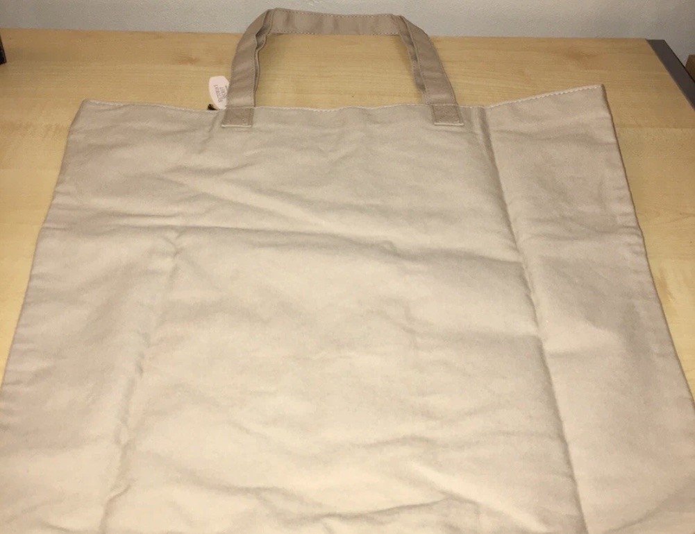 Victoria Secret Tote Bag Beige Gold 16 x 16 Bling Glitter New