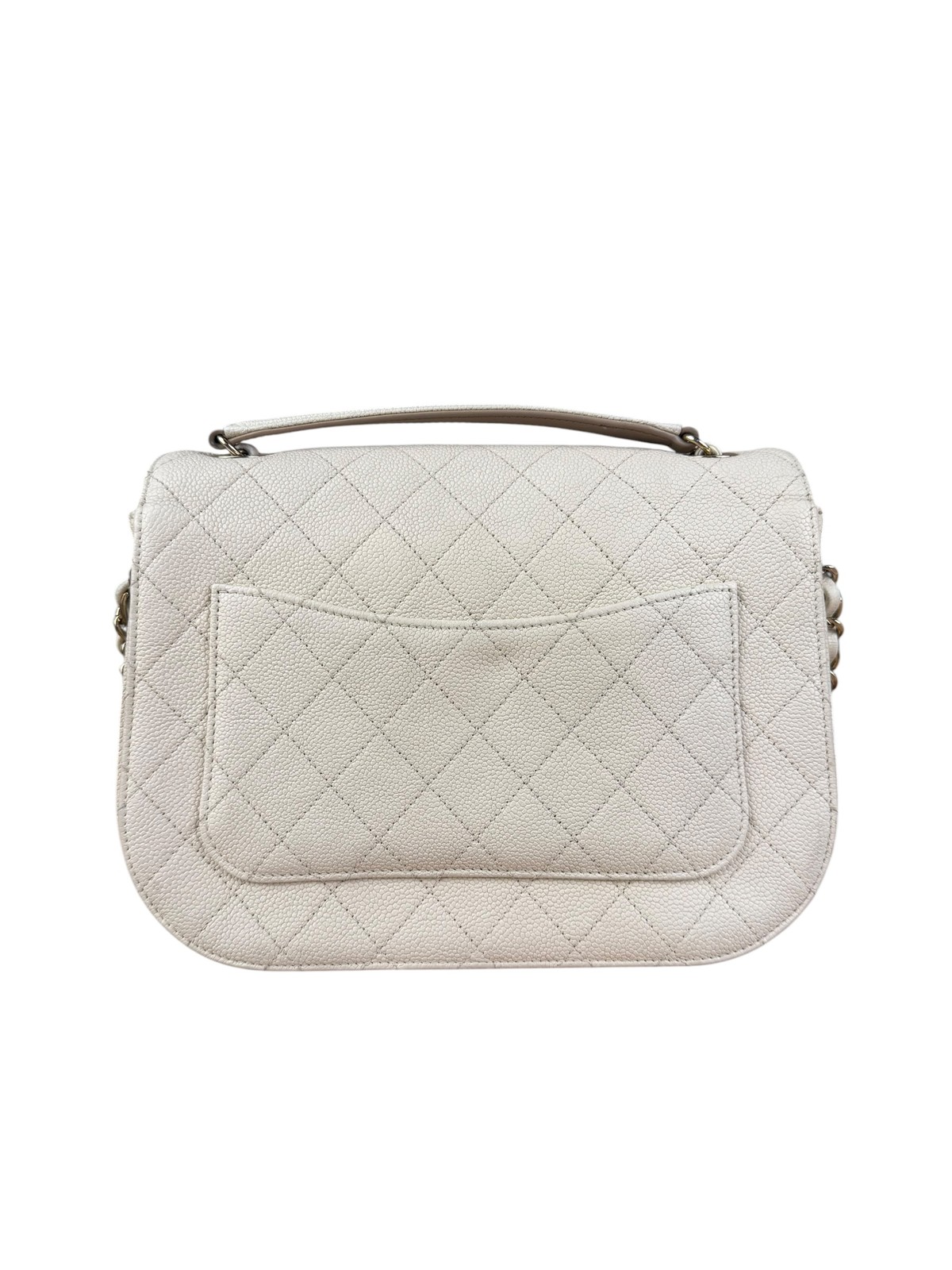 Size M – Chanel Ivory Caviar Quilted Coco Cuba Chain Top Handle Bag 2018 – Pre-O