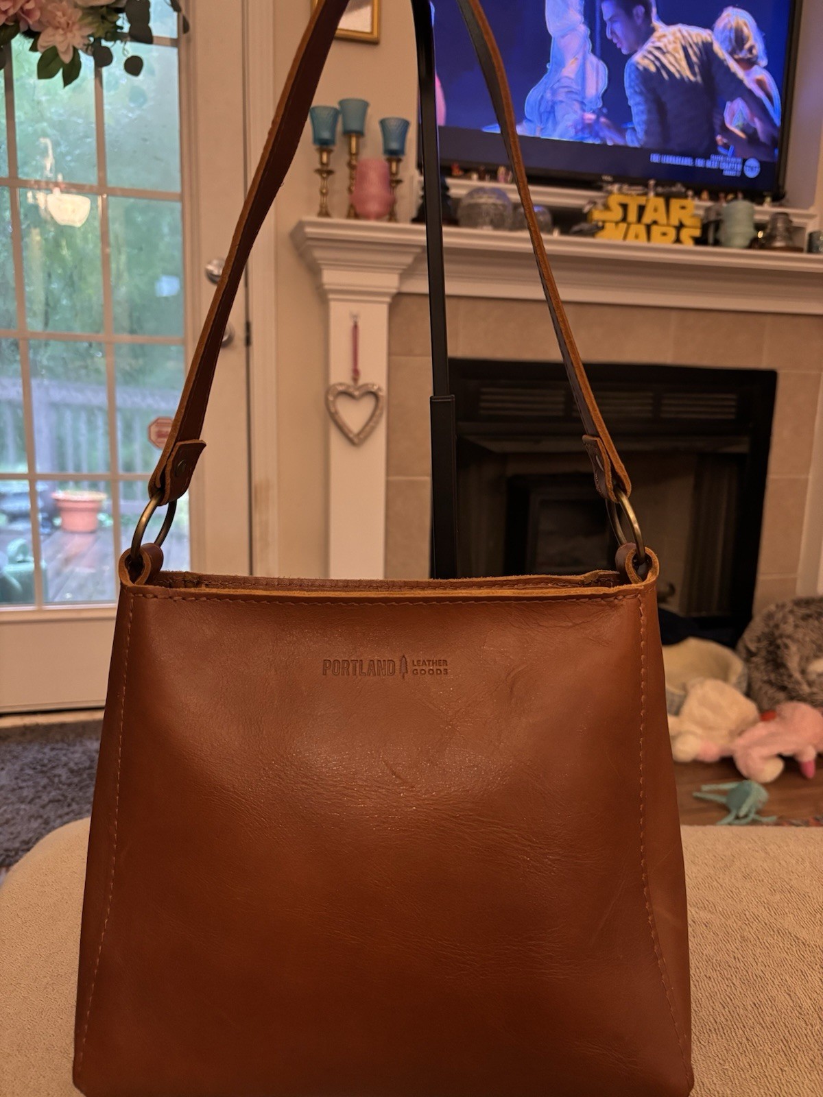 Portland Leather Goods ALMOST PERFECT TRIANGLE SHOULDER BAG In Chestnut