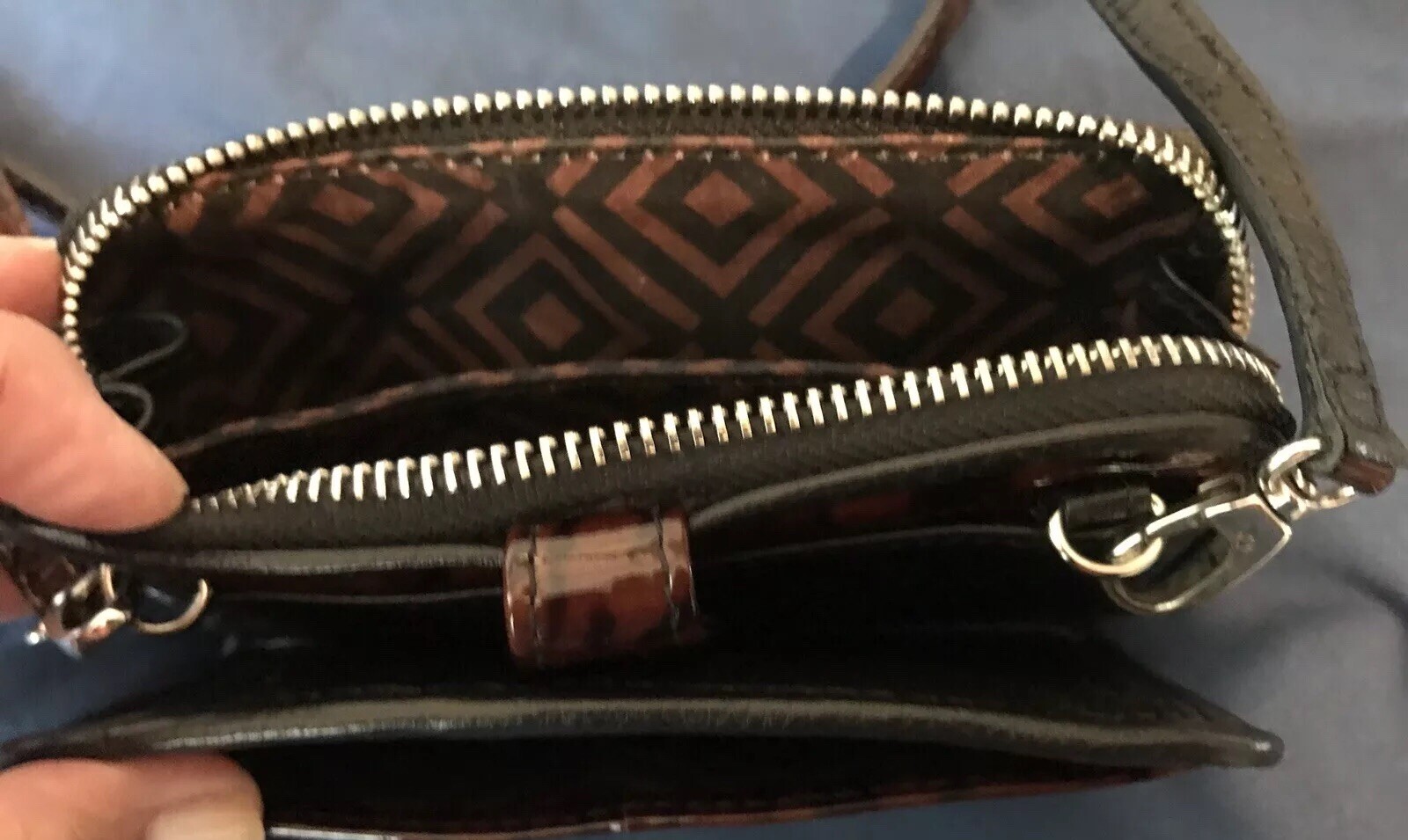 BRIGHTON Brazos Wild TIGER Patent Leather Purse WALLET ORGANIZER Crossbody BaG