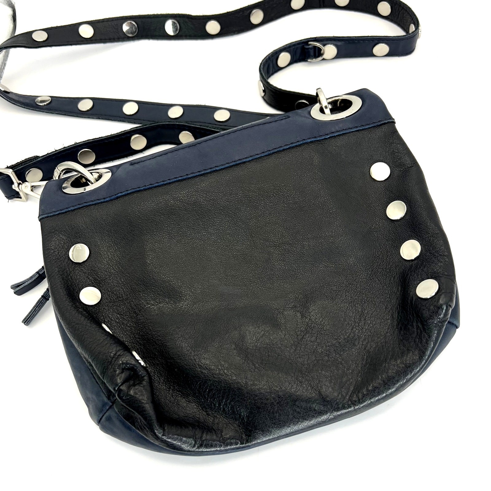 Hammitt Corey Reversible Crossbody Bag Purse Black Navy Blue Genuine Leather Zip