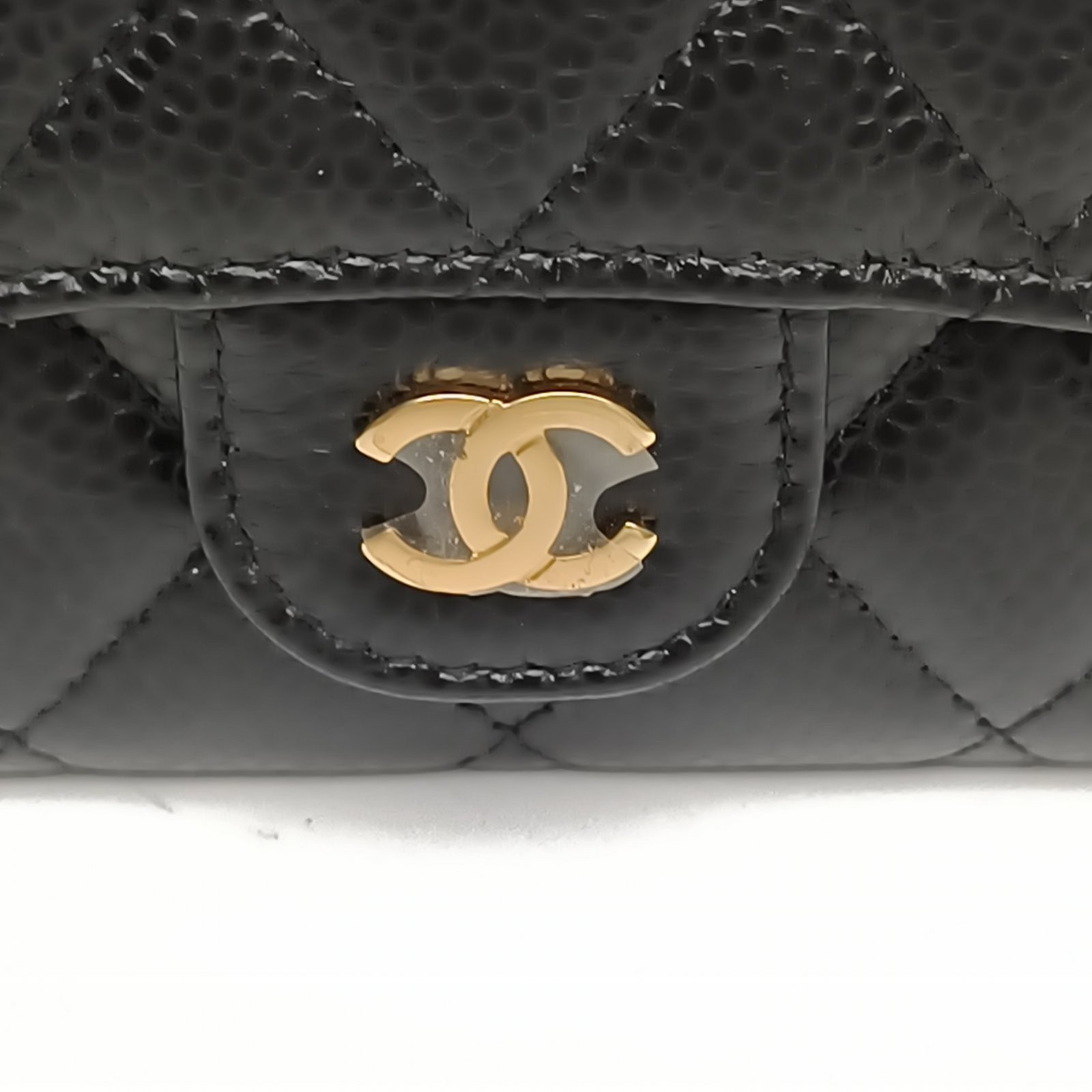 CHANEL CF Short Flap Wallet without Back Zipper 11.5cm Black Calfskin Card Case