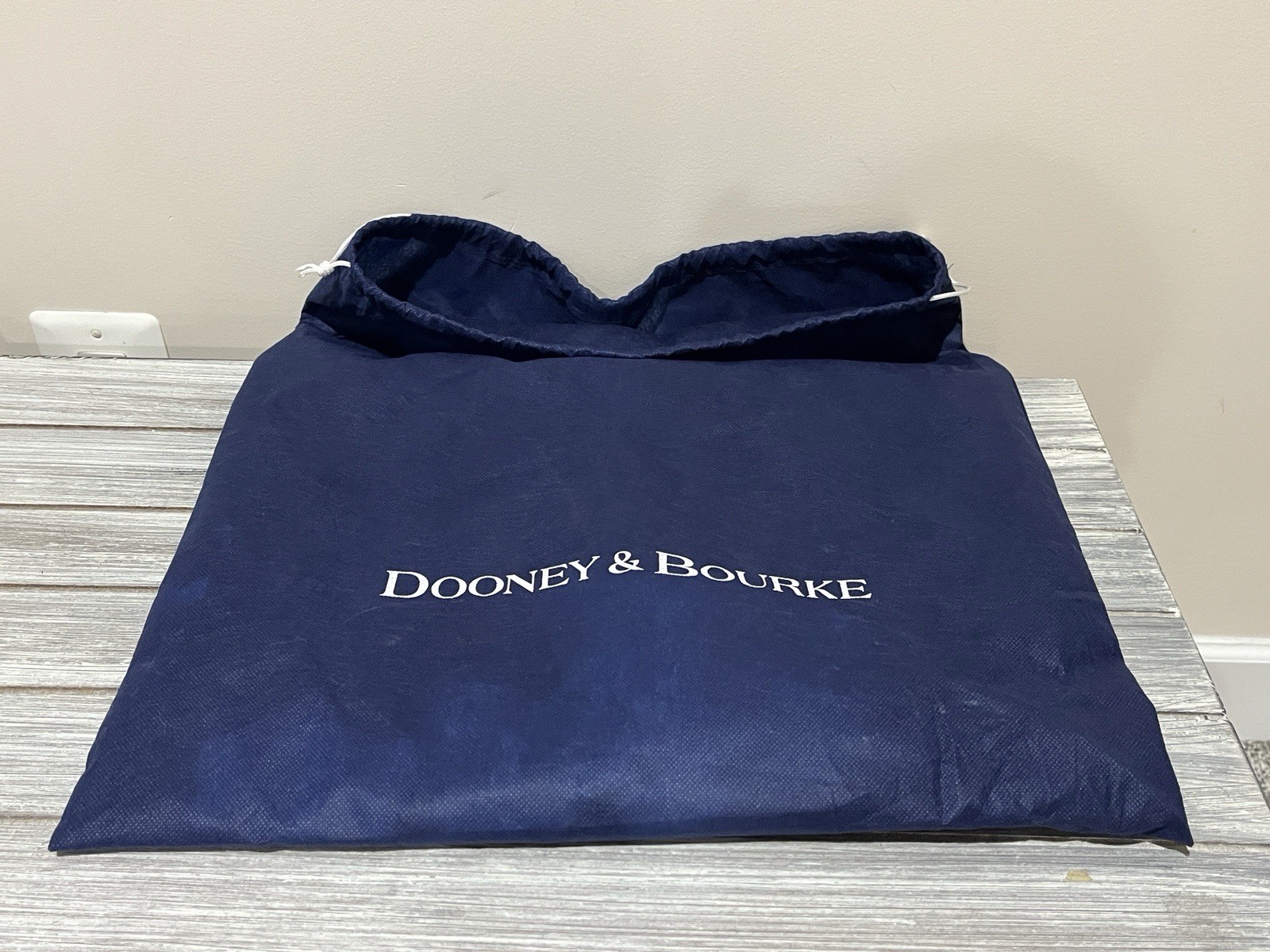 Dooney & Bourke Marine Blue Suede Tasha Drawstring Bucket Shoulder Bag Navy