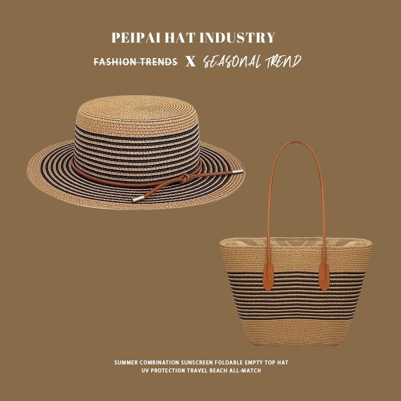 Womens Spring Summer Straw Hat And Large-capacity Bag Set Multicolor Tote And Sh