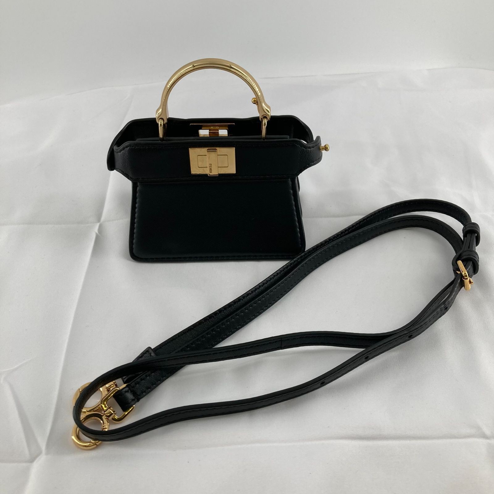 FENDI Nano Peekaboo Shoulder 2-Way Handbag, Black